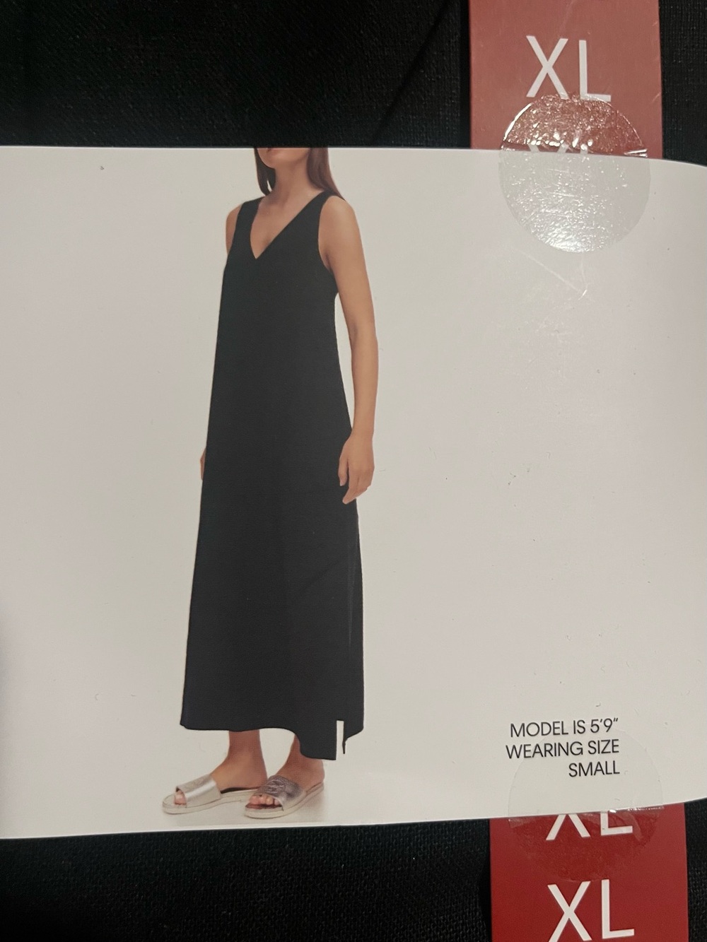 DKNY Sleeveless Black V-Neck Maxi Dress XL NEW